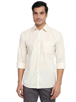 Parx - Slim Fit Embroidered Medium Cream Shirt