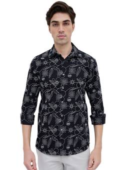 Parx - Slim Fit Embroidered Black Shirt