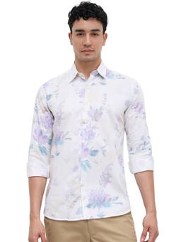 Parx - Slim Fit Printed White Shirt