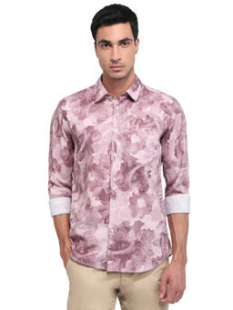 Parx - Slim Fit Printed Medium Brown Shirt