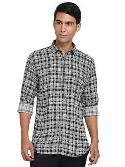 Parx - Slim Fit Printed Black Shirt