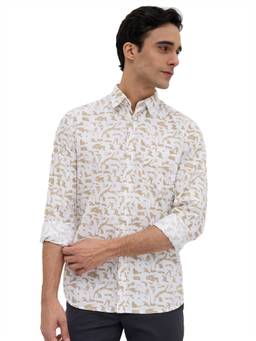 Parx - Slim Fit Printed Medium Fawn Shirt