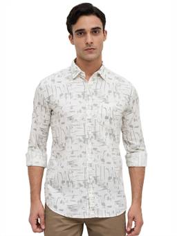 Parx - Slim Fit Printed Medium Green Shirt