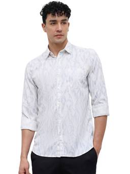 Parx - Slim Fit Printed Medium Grey Shirt