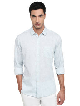 Parx - Slim Fit Printed Medium Blue Shirt