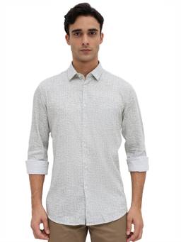 Parx - Slim Fit Printed Medium Green Shirt