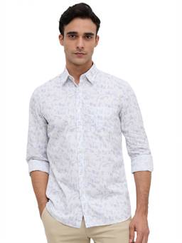 Parx - Slim Fit Printed Light Blue Shirt