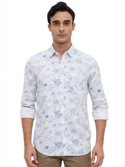 Parx - Slim Fit Printed White Shirt