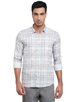 Parx - Slim Fit Printed Medium Grey Shirt