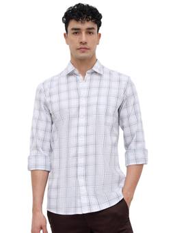 Parx - Slim Fit Checkered White Shirt