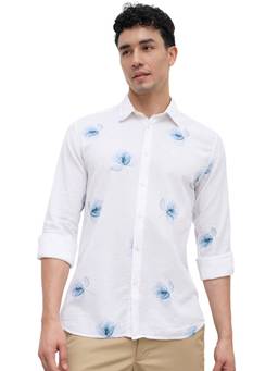 Parx - Slim Fit Printed White Shirt