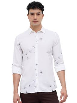 Parx - Slim Fit Printed White Shirt