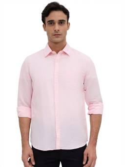 Parx - Slim Fit Solid Light Pink Shirt