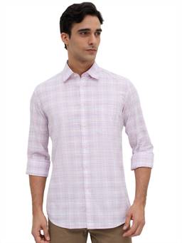 Parx - Slim Fit Checkered Medium Red Shirt