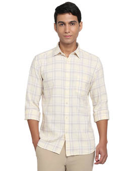 Parx - Slim Fit Checkered Medium Yellow Shirt