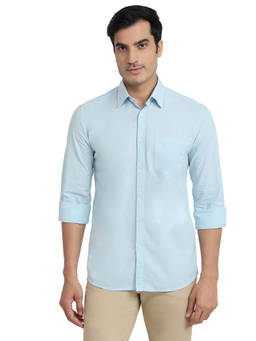 Parx - Slim Fit Solid Medium Blue Shirt