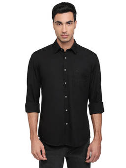 Parx - Slim Fit Solid Black Shirt