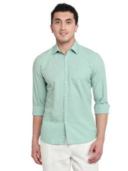 Parx - Slim Fit Solid Medium Green Shirt