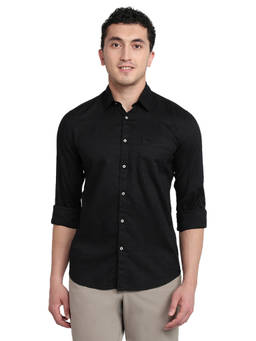 Parx - Slim Fit Solid Black Shirt