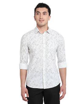 Parx - Slim Fit Printed White Shirt