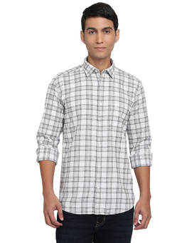 Parx - Slim Fit Checkered White Shirt