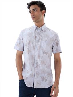 Parx - Slim Fit Printed Medium Grey Shirt