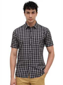Parx - Black Slim Fit Checkered Shirt