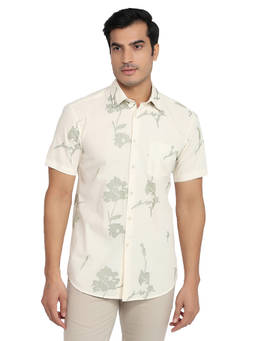 Parx - Slim Fit Embroidered Cream Shirt