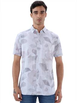Parx - Slim Fit Printed Medium White Shirt