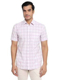 Parx - Slim Fit Checkered Medium Purple Shirt