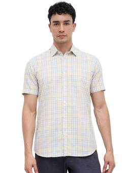 Parx - Slim Fit Checkered Dark Yellow Shirt