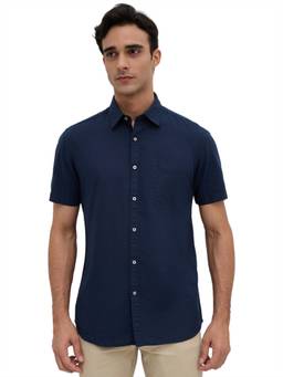 Parx - Slim Fit Solid Fancy Blue Shirt