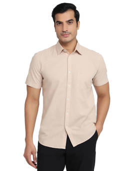 Parx - Slim Fit Solid Medium Brown Shirt