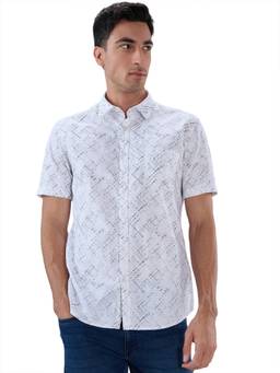 Parx - Slim Fit Printed White Shirt