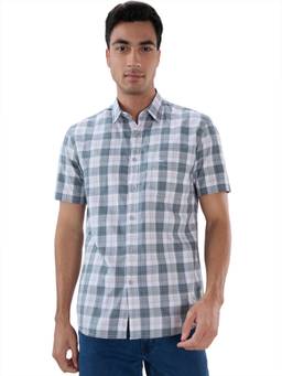 Parx - Slim Fit Checkered Medium Grey Shirt