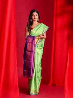 Beatitude - Green Woven Banarasi Saree with Unstitched Blouse