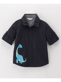 Infinity - Navy Blue Full Sleeves Animal Printed Shirt