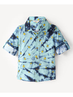 Infinity - Green Cotton Woven Full Sleeves Tie-Die Shirt