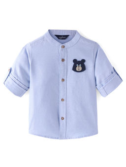 Infinity - Blue Oxford Cotton Full Sleeves Boys Solid Shirt