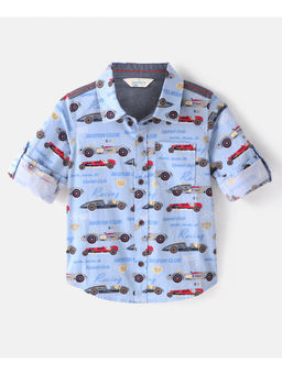 Infinity - Blue Full Sleeves Vehicle Printed Shirt