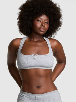 Victoria's Secret - PINK Cotton Dorm Unlined Racerback Bralette Grey