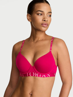 Victoria's Secret - The T-Shirt Perfect Shape Cotton Exploded Logo Push-Up Bra Pink