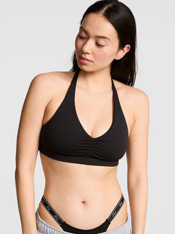 Victoria's Secret - PINK Relay Ruched Plunge Sports Bra Black