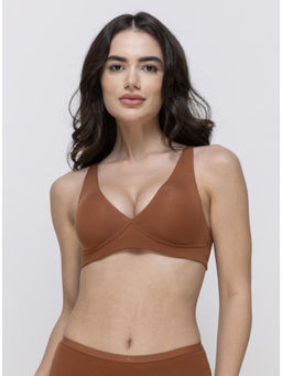 MIEZ - Removable Cup Plunge Padded Bralette Brown