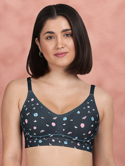 Shyaway - By Susie Dark Grey 3/4Th Coverage Seamless Contrast Piping Moulded Wirefree Bra