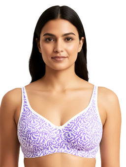 Shyaway - By Susie 3/4Th Coverage Wirefree Seamed White Purple High Support Non Padded Bra