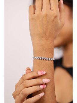 RUHA JEWELS - Elegant Heart Tennis Silver Bracelet (6.5)