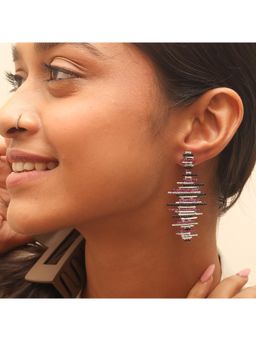 RUHA JEWELS - Multi Coloured Statement Silver Earrings