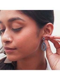 RUHA JEWELS - Sapphire And Diamond Silver Dangler Earrings