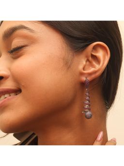 RUHA JEWELS - Dazzling Pink And Purple Spiral Silver Earrings